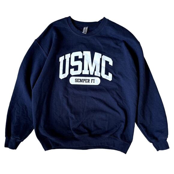 Gildan Other - USMC Semper Fi Navy Gildan Heavy Blend Size Large Sweatshirt